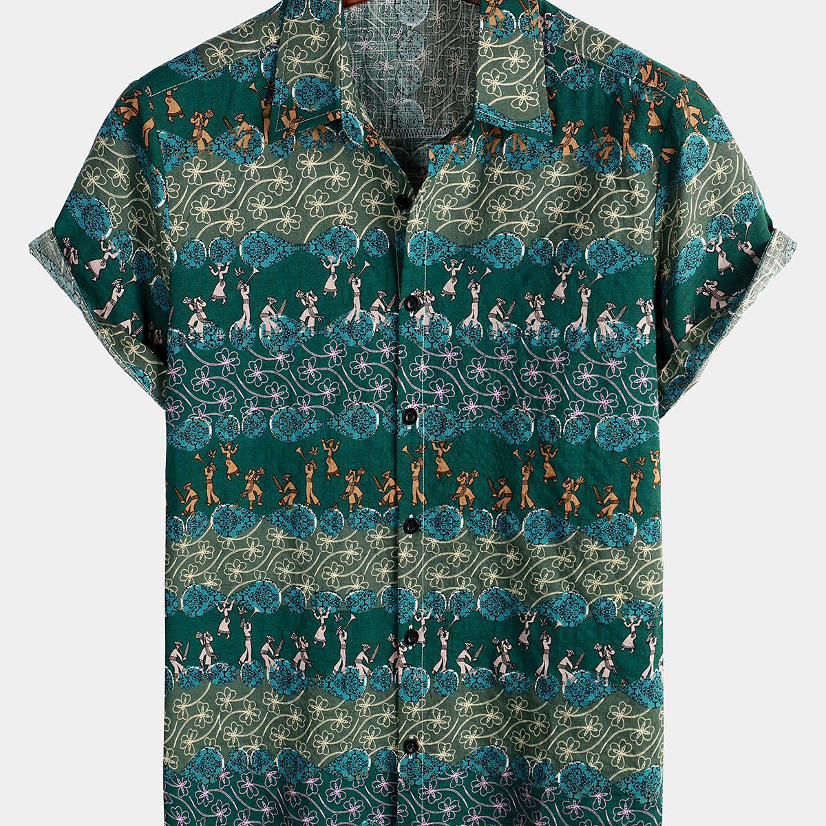 Chemise hawaïenne tropicale en coton floral pour homme