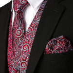 Gilet de costume à col en V simple boutonnage imprimé cachemire métallique pour homme / gilet de smoking