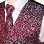 Gilet de costume à col en V simple boutonnage imprimé cachemire métallique pour homme / gilet de smoking