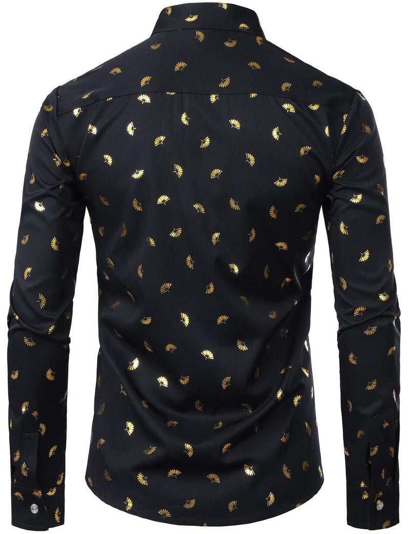 Chemise à manches longues imprimé floral brillant métallisé