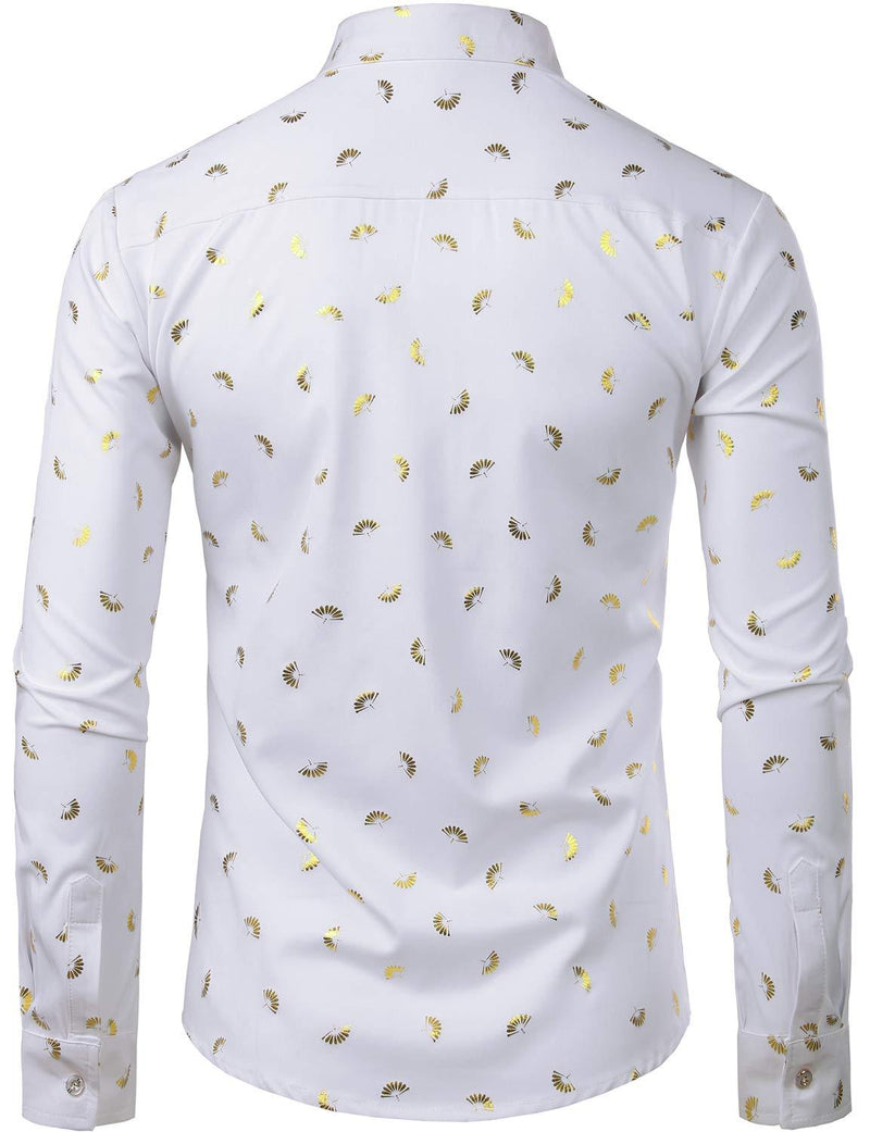 Chemise à manches longues imprimé floral brillant métallisé