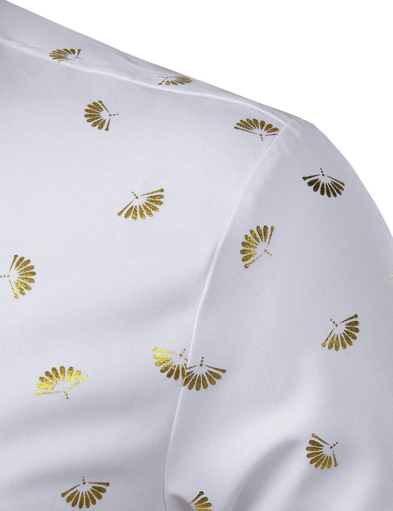 Chemise à manches longues imprimé floral brillant métallisé