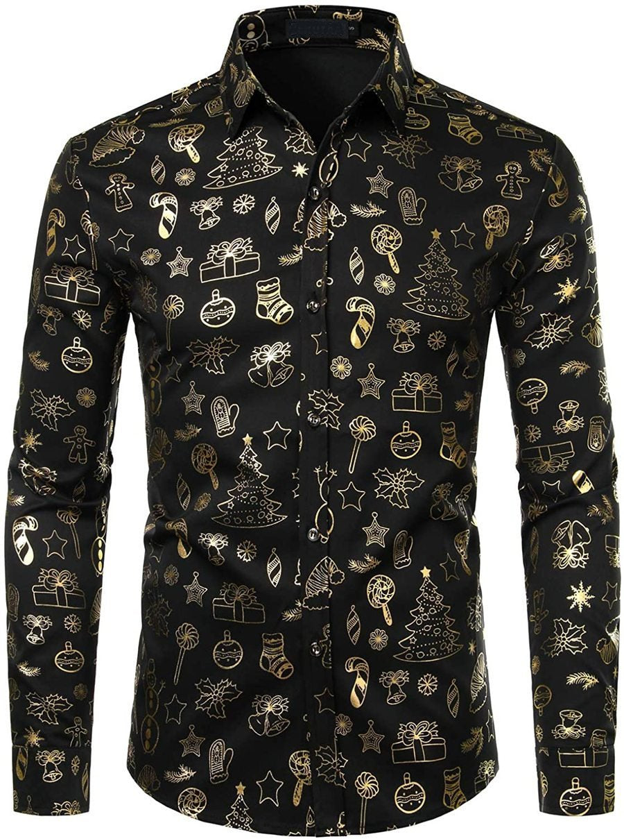 Chemise à manches longues imprimée de motifs Noël